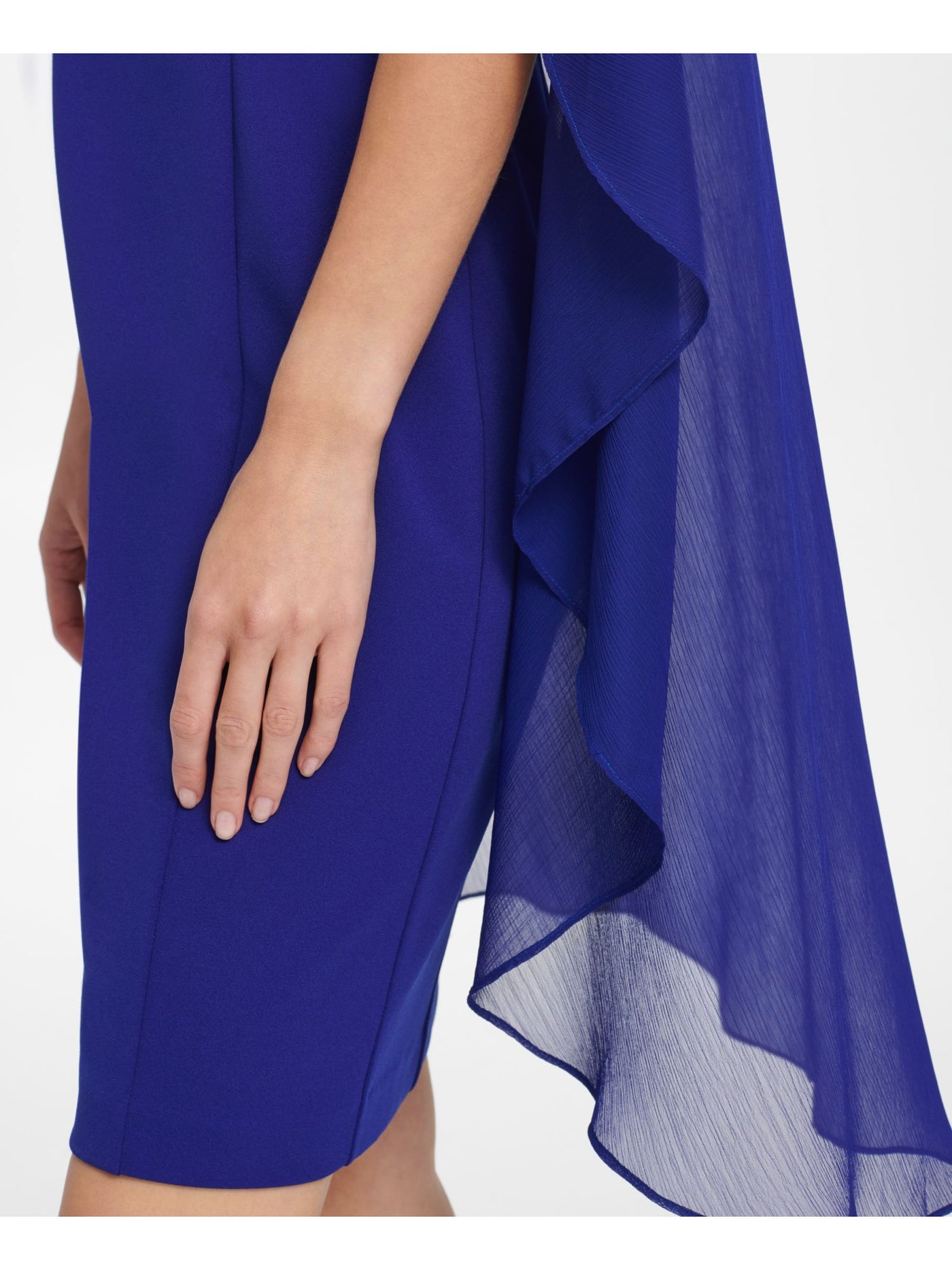 DKNY Womens Blue Flutter Sleeve Jewel Neck Above The Knee Evening Sheath Dress 8