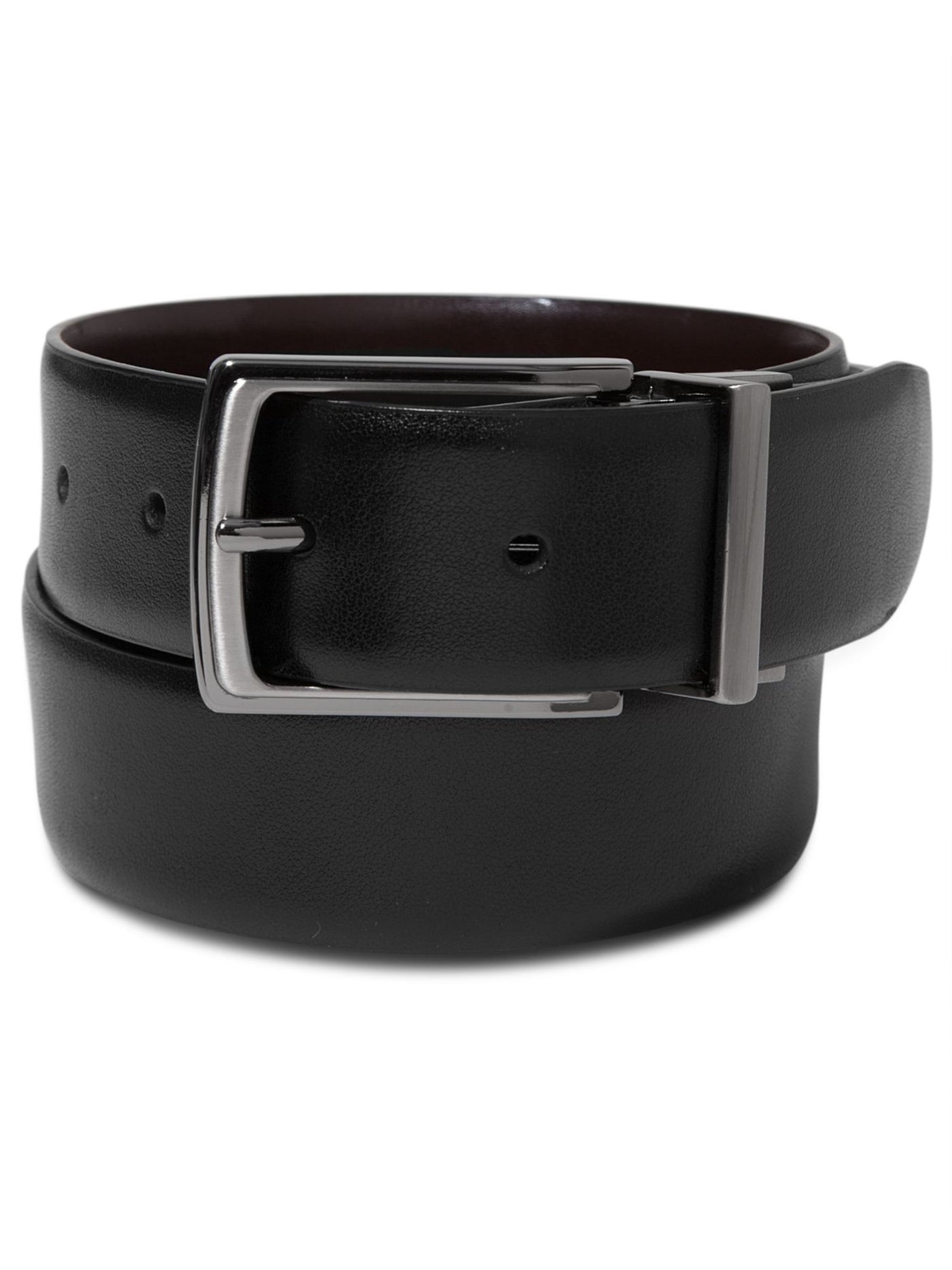 PERRY ELLIS PORTFOLIO Mens Black Double Loop Leather Blend Casual Belt 44