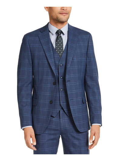 ALFANI Mens Navy Plaid Blazer Jacket 38L