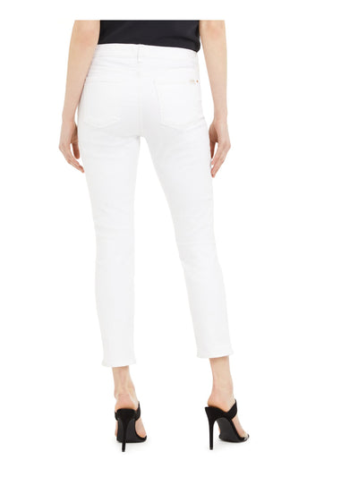 Jen 7 Womens White Zippered Pocketed High Rise Ankle Skinny Jeans 18