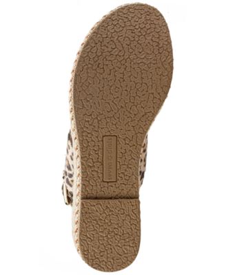 SEVEN DIALS Womens Beige Leopard Print 1-1/2" Platform Beaded Braided Accent Slingback Adjustable Strap Cushioned Leawood Round Toe Wedge Buckle Espadrille Shoes M