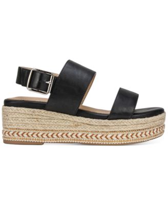 SEVEN DIALS Womens Black Trim Detailing Ankle Strap Cushioned Leawood Open Toe Wedge Buckle Dress Espadrille Shoes 8.5