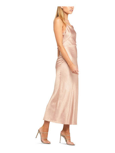 BARDOT Womens Pink Low Back Tie Draped Spaghetti Strap Tea-Length Evening Dress 10\L