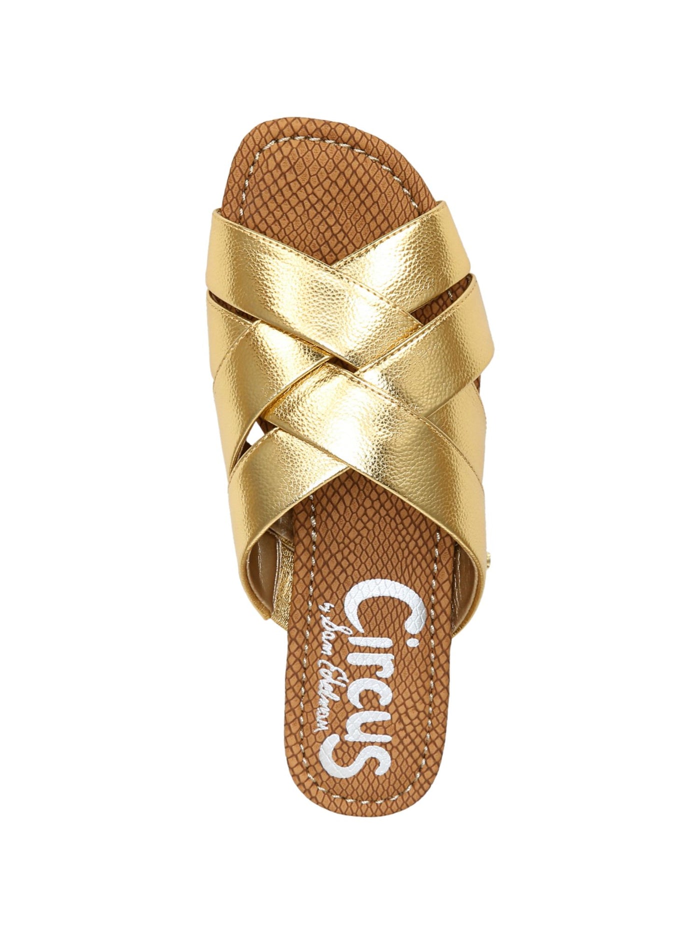 CIRCUS BY SAM EDELMAN Womens Gold Woven Straps Comfort Strappy Burnett Round Toe Block Heel Slip On Slide Sandals 6.5 M