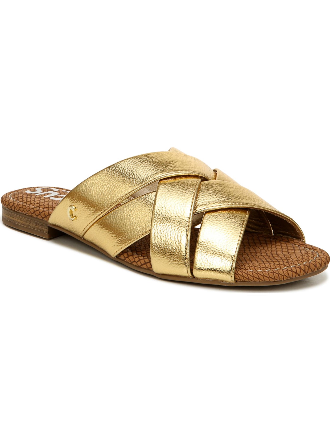 CIRCUS BY SAM EDELMAN Womens Gold Woven Straps Comfort Strappy Burnett Round Toe Block Heel Slip On Slide Sandals 6.5 M