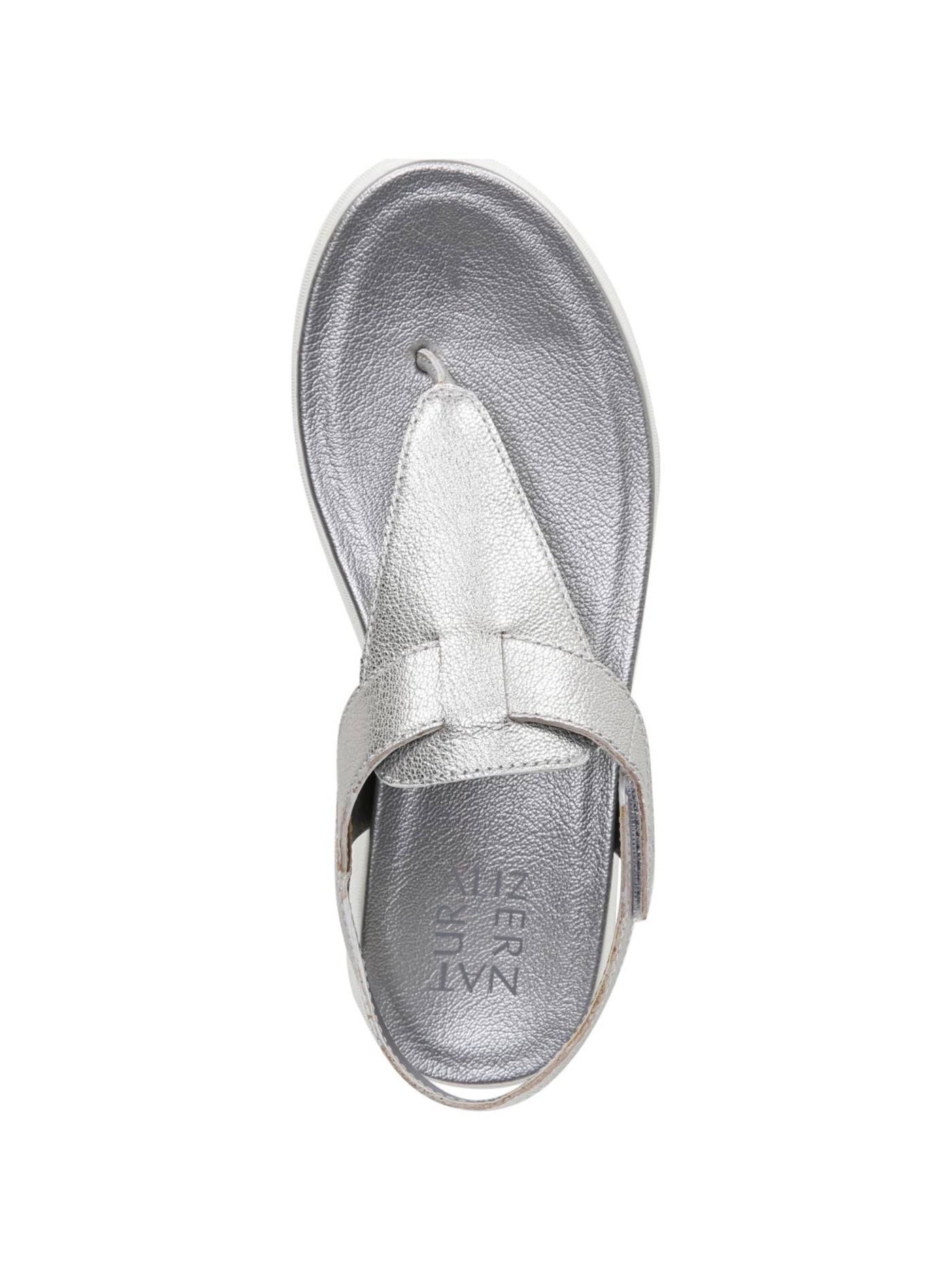 NATURALIZER Womens Silver 1" Platform Comfort Adjustable Strap Metallic Non-Slip Lincoln Wedge Leather Thong Sandals 7.5 W