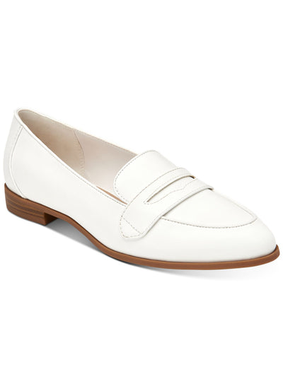 CHARTER CLUB Womens White Penny Keeper Detail Comfort Viviian Almond Toe Block Heel Slip On Loafers Shoes 7.5 M