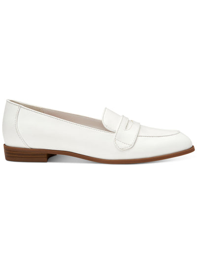 CHARTER CLUB Womens White Penny Keeper Detail Comfort Viviian Almond Toe Block Heel Slip On Loafers Shoes 7.5 M