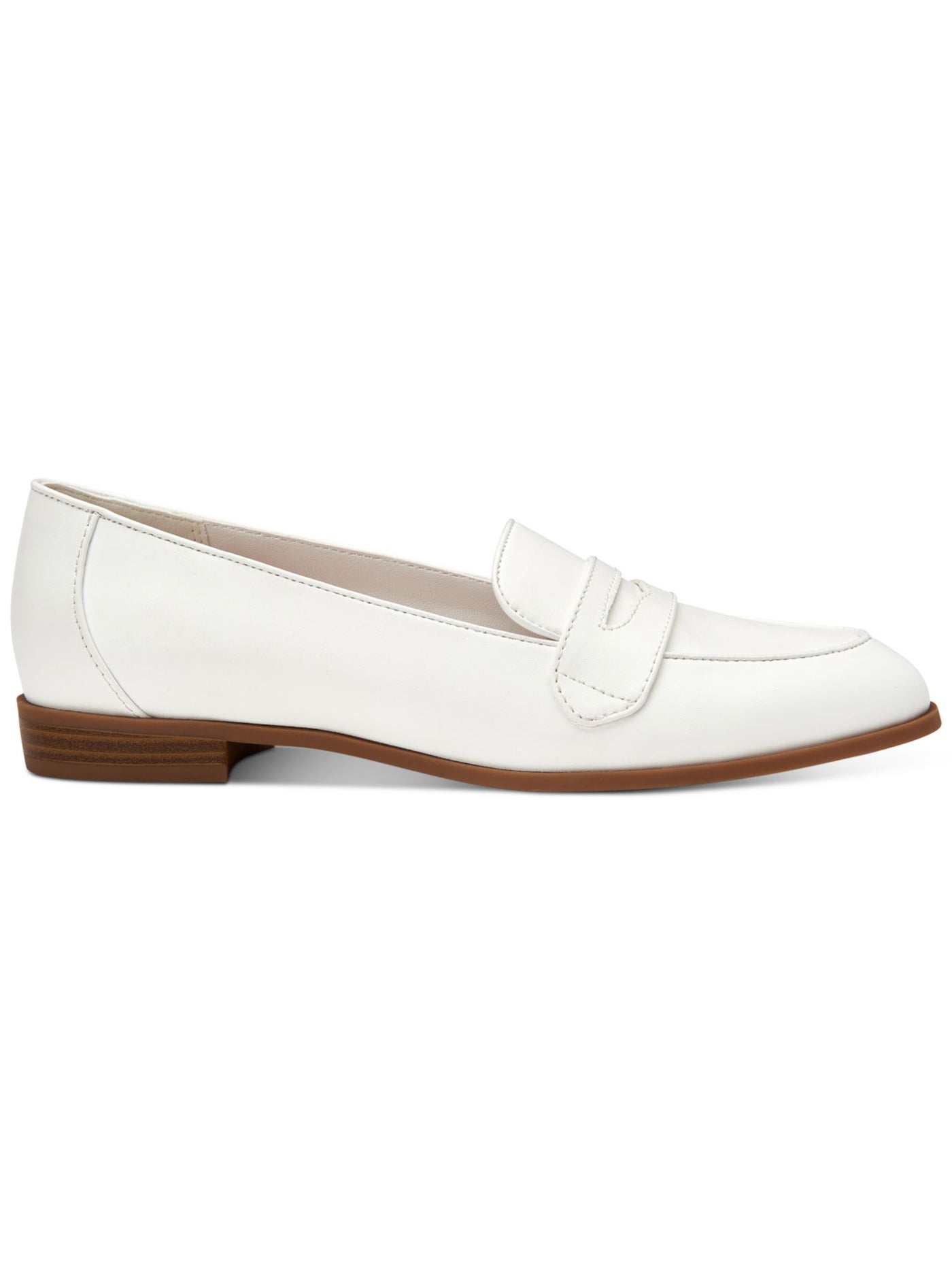 CHARTER CLUB Womens White Penny Keeper Detail Comfort Viviian Almond Toe Block Heel Slip On Loafers Shoes 7 M
