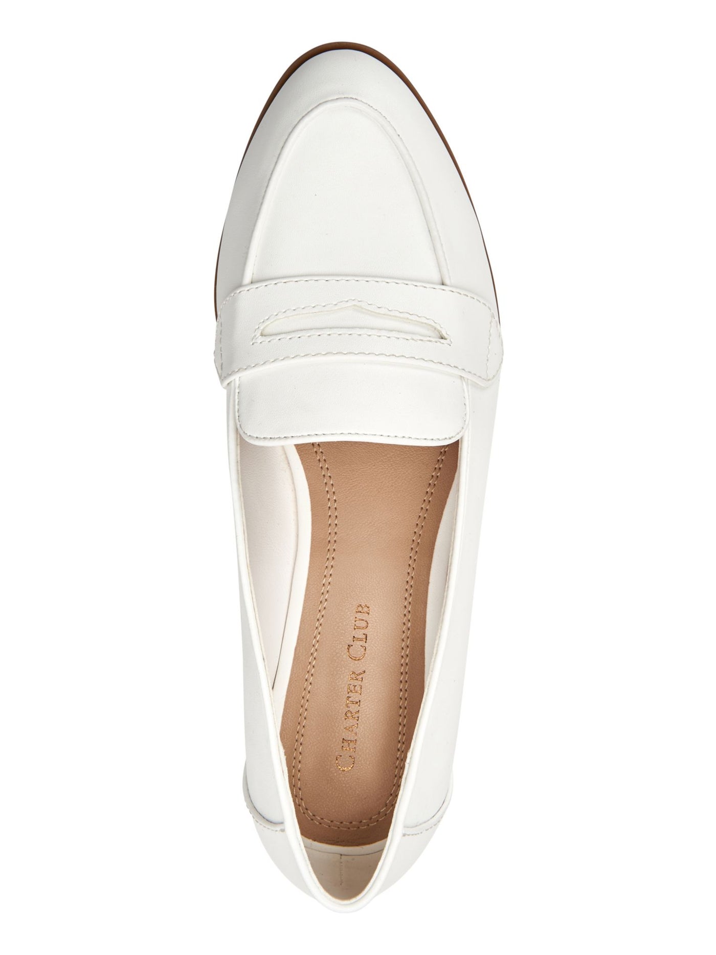 CHARTER CLUB Womens White Penny Keeper Detail Comfort Viviian Almond Toe Block Heel Slip On Loafers Shoes M