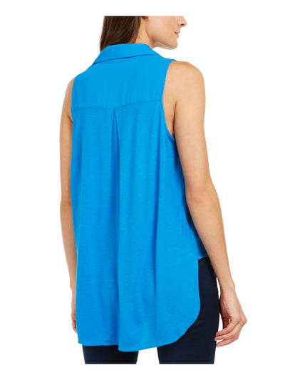 INC Womens Blue Sleeveless Surplice Neckline Hi-Lo Top XXL