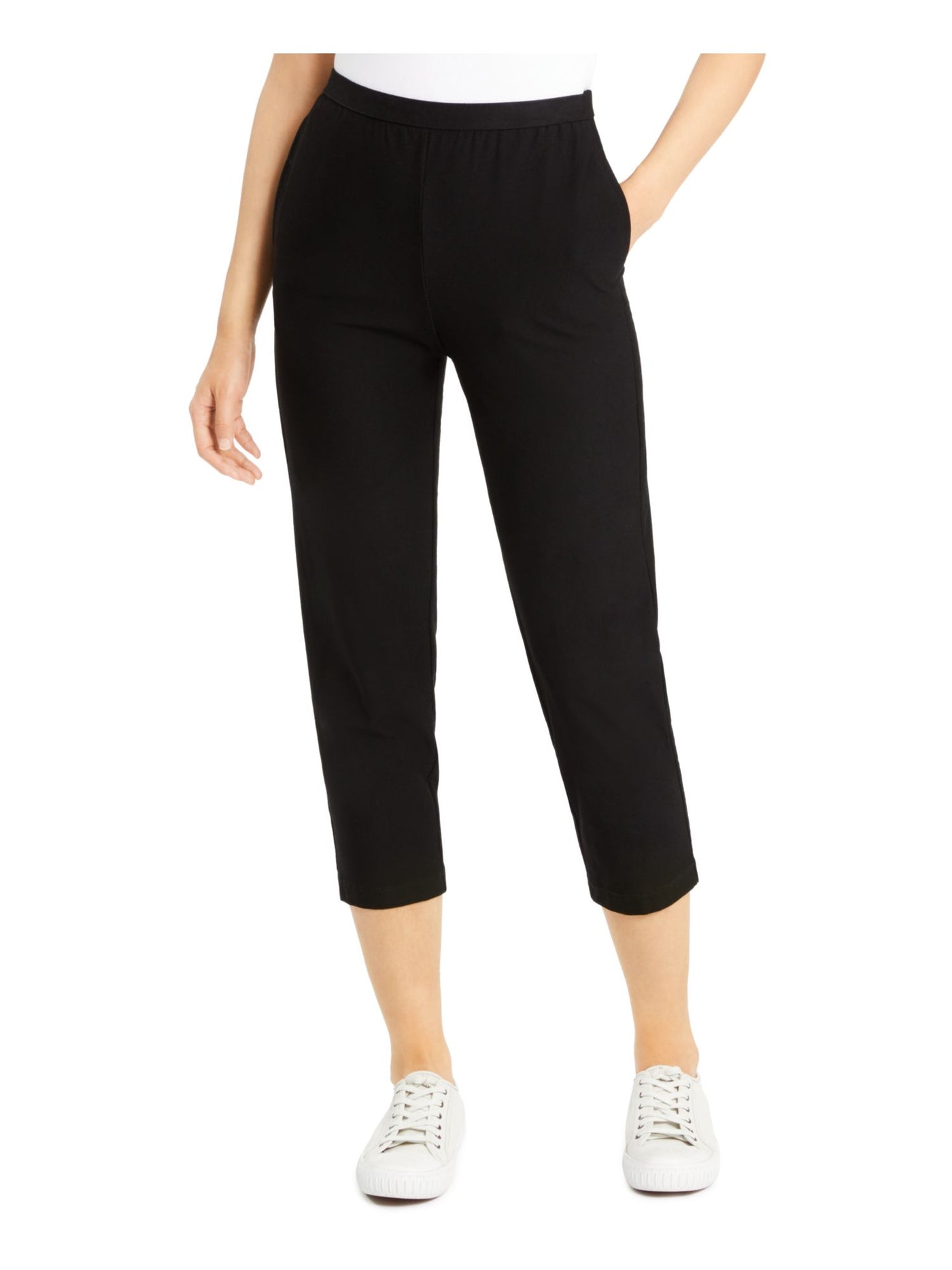 EILEEN FISHER Womens Black Stretch Tapered Ankle Pants Wear To Work Pants S