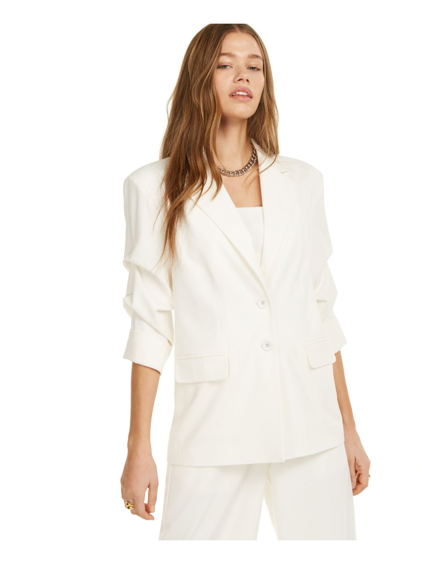 DANIELLE BERNSTEIN Womens Ivory Wear To Work Blazer Jacket M