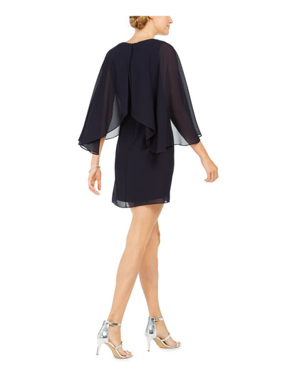 VINCE CAMUTO Womens Navy Rhinestone V Neck Mini Cocktail Sheath Dress 8
