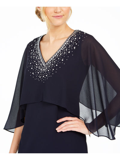 VINCE CAMUTO Womens Navy Rhinestone Cowl Neck Mini Cocktail Sheath Dress 6