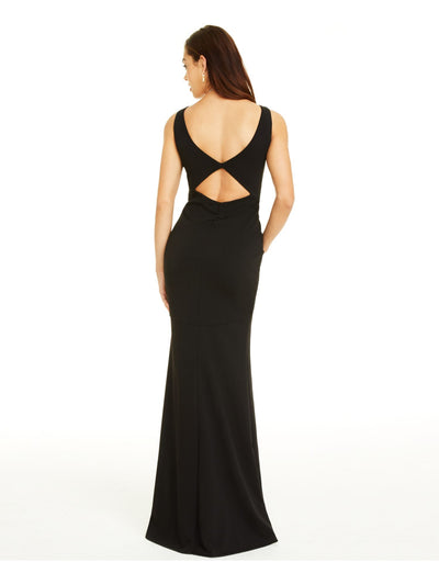 EMERALD SUNDAE Womens Black Cut Out Back Sleeveless V Neck Maxi Dress Size: M