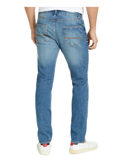 SUN STONE Mens Blue Flat Front, Tapered, Slim Fit Denim Jeans 30W/ 32L