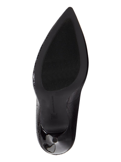 INC Womens Black Snakeskin Padded Kaimi Pointed Toe Stiletto Slip On Pumps Shoes M