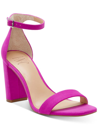 INC Womens Purple Adjustable Comfort Padded Ankle Strap Lexini Square Toe Block Heel Buckle Dress Sandals 9.5 M