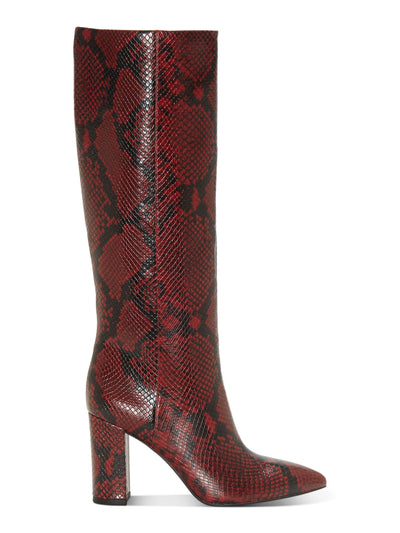 INC Womens Red Snakeskin Print Flex Gore Padded Comfort Paiton Pointed Toe Block Heel Zip-Up Boots Shoes 6 M