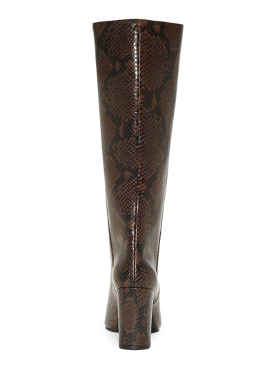 INC Womens Brown Crocodile Side Gore Comfort Paiton Pointed Toe Block Heel Zip-Up Dress Boots 6.5 M