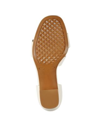 AEROSOLES Womens Ivory Button Accent Adjustable Lenox Round Toe Block Heel Buckle Leather Dress Sandals Shoes M