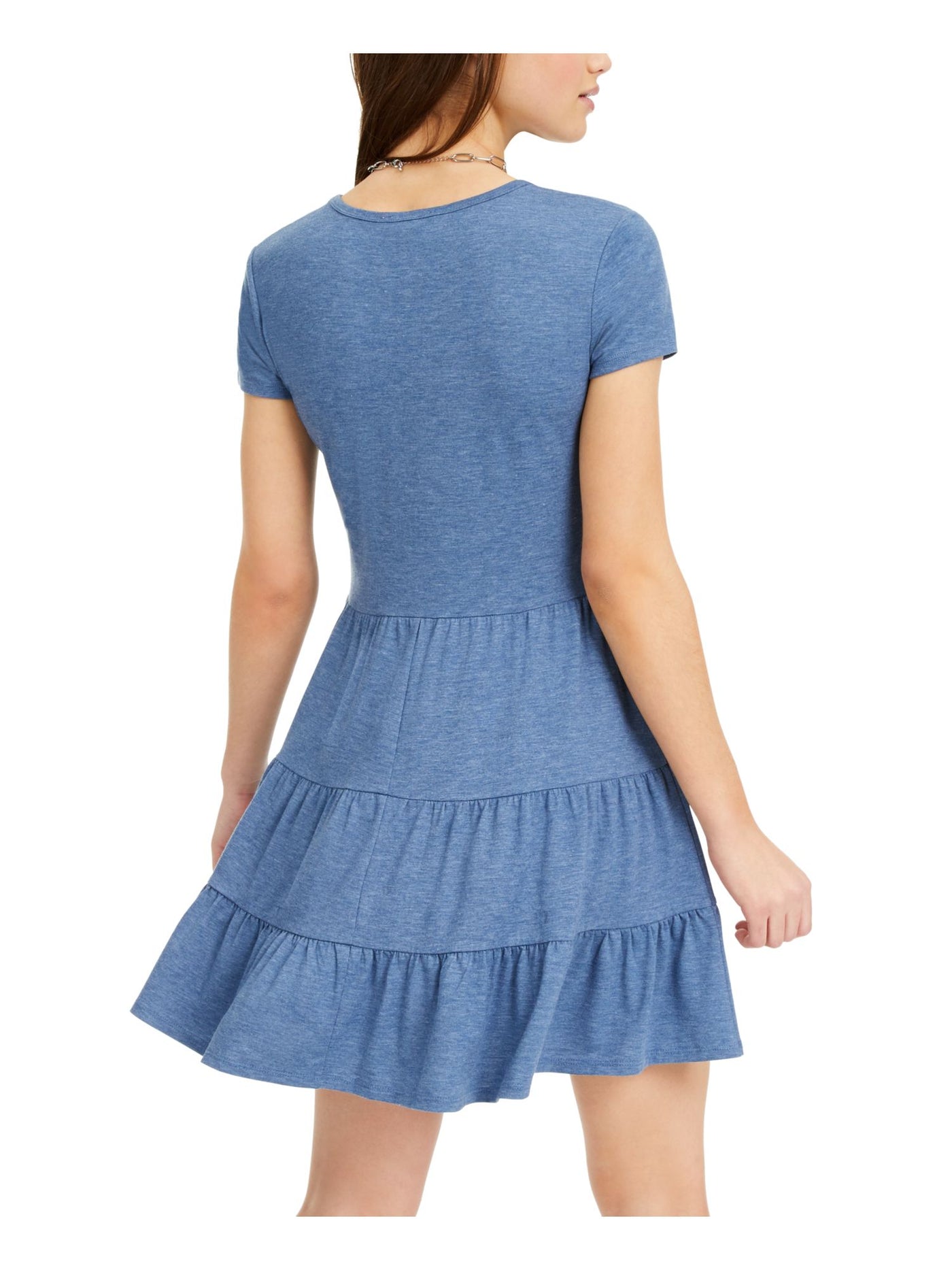 BEBOP Womens Blue Heather Short Sleeve Mini Dress Juniors S
