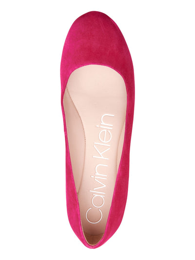 CALVIN KLEIN Womens Pink Metallic Comfort Kosi Round Toe Slip On Leather Ballet Flats 6 M