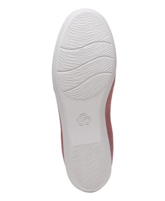 CLOUD STEPPERS BY CLARKS Womens Pink Removable Insole Back Pull Tab Stretch Cushioned Ayla Paige Round Toe Wedge Slip On Flats Shoes M