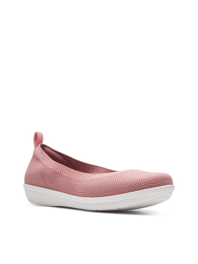 CLOUD STEPPERS BY CLARKS Womens Pink Removable Insole Back Pull Tab Stretch Cushioned Ayla Paige Round Toe Wedge Slip On Flats Shoes 8.5 M
