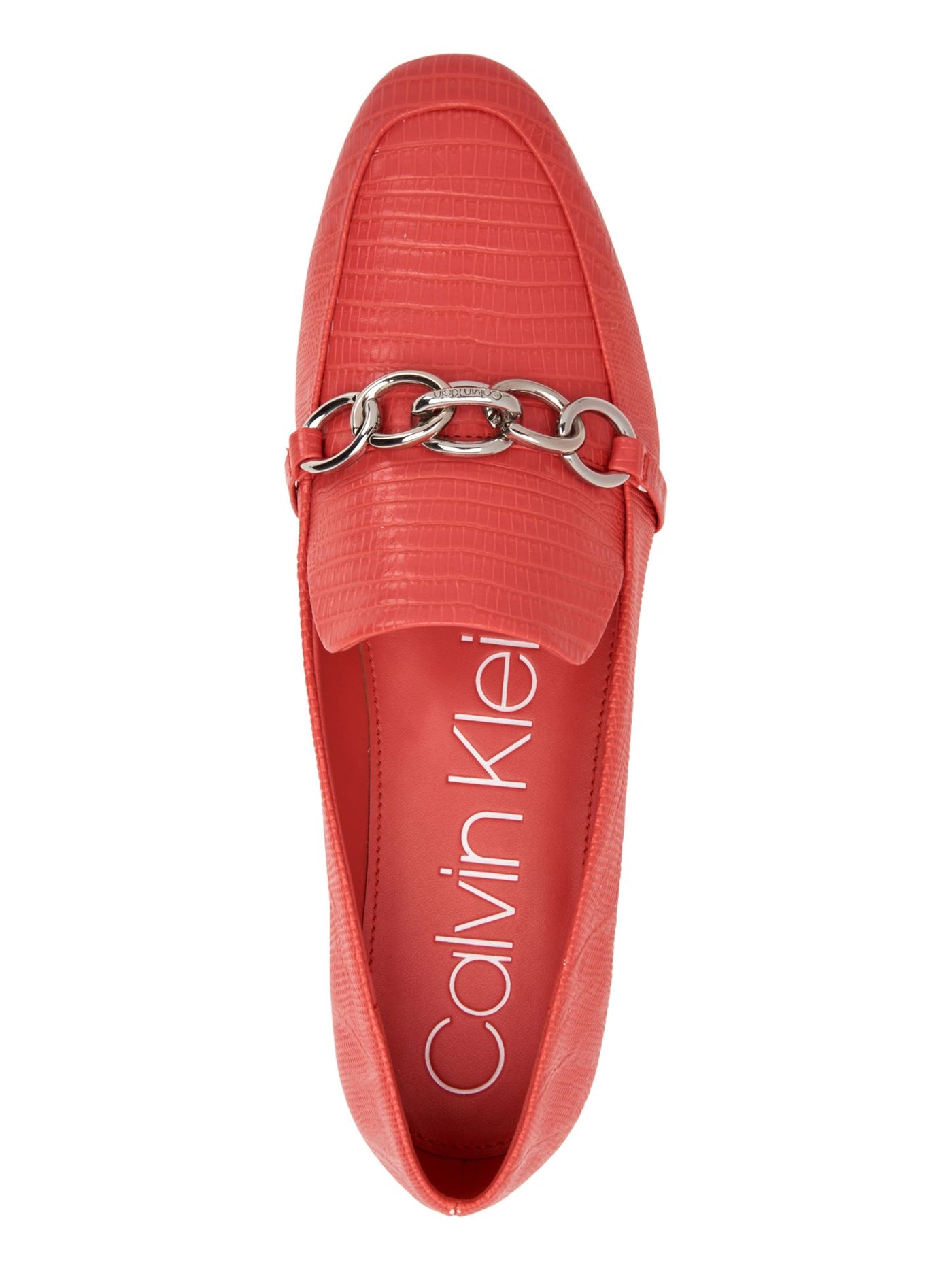 CALVIN KLEIN Womens Pink Signature Chain Link Cushioned Logo Banda Round Toe Slip On Loafers Shoes 9 M