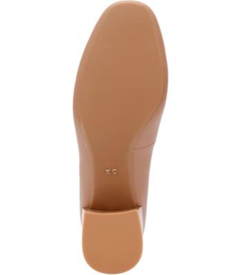 KENNETH COLE Womens Beige Metallic Accents Bow Accent Comfort Balance Square Toe Block Heel Slip On Leather Pumps Shoes M