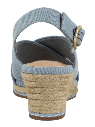 BELLA VITA Womens Blue Jute Wrapped Crisscross Straps 01/2" Platform Adjustable Strap Cushioned Nadette Ii Round Toe Wedge Buckle Espadrille Shoes 8 M