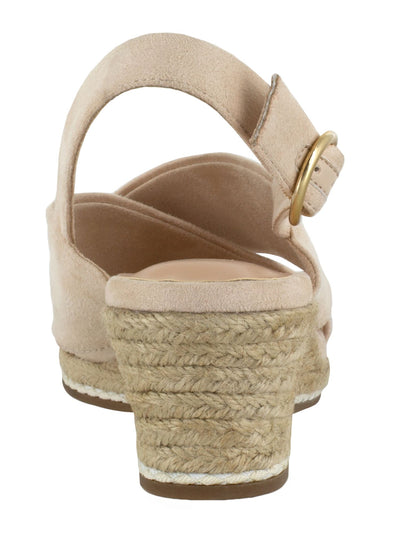 BELLA VITA Womens Beige 1/2" Platform Cushioned Comfort Nadette Ii Round Toe Wedge Buckle Espadrille Shoes 8 M