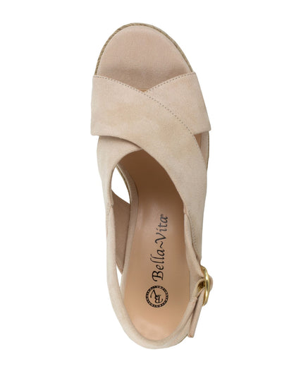 BELLA VITA Womens Beige Open Toe Wedge Buckle Dress Espadrille Shoes 9.5 W