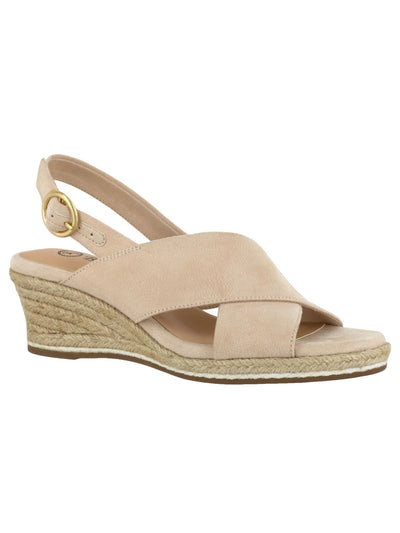 BELLA VITA Womens Beige Open Toe Wedge Buckle Dress Espadrille Shoes 9.5 W