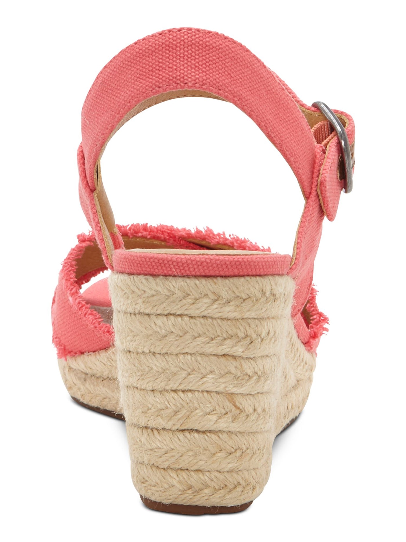 LUCKY BRAND Womens Pink 1/2" Platform Frayed Detail Adjustable Strap Cushioned Margaline Round Toe Wedge Buckle Espadrille Shoes 9.5 M