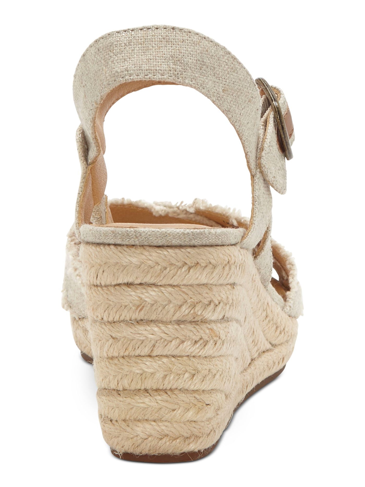 LUCKY BRAND Womens Beige 1/2" Platform Adjustable Strap Cushioned Margaline Round Toe Wedge Buckle Espadrille Shoes 11 M