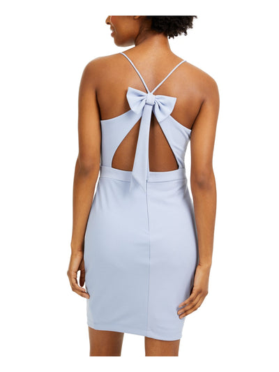 CITY STUDIO Womens Light Blue Spaghetti Strap V Neck Above The Knee Party Body Con Dress 5