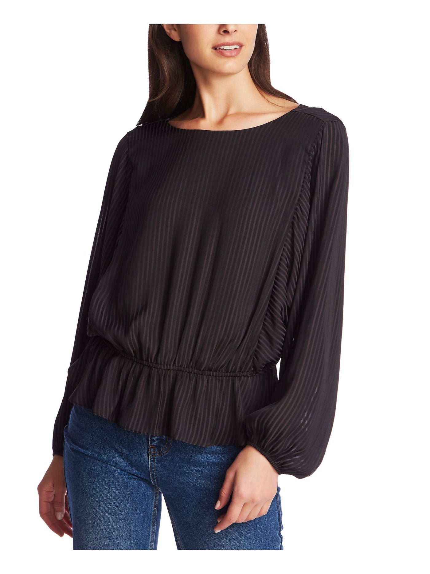 1. STATE Womens Long Sleeve Crew Neck Blouse