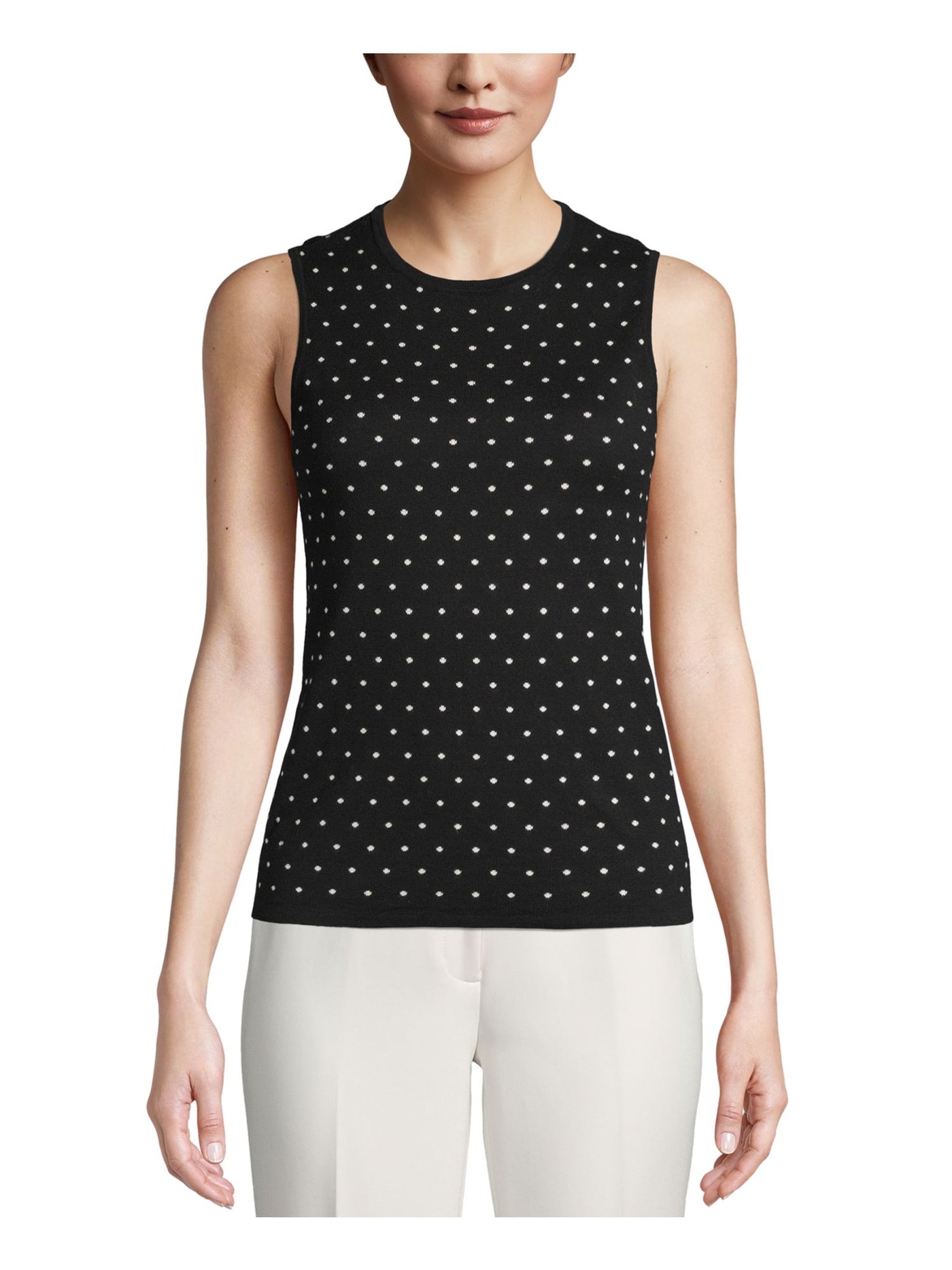 ANNE KLEIN Womens Black Polka Dot Tank Top XXS