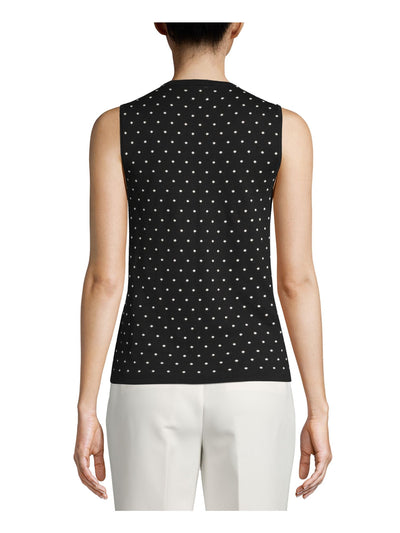 ANNE KLEIN Womens Black Polka Dot Tank Top XXS