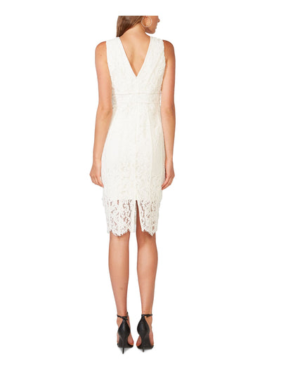 BARDOT Womens Ivory Patterned Sleeveless V Neck Knee Length Evening Body Con Dress 10\L