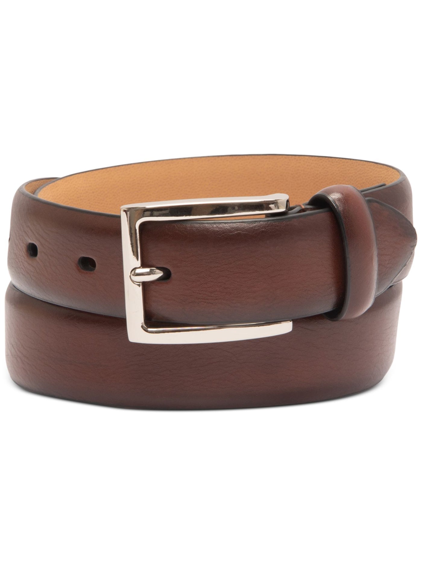 CLUBROOM Mens Brown Feather Accent Faux Leather Casual Belt 42\44