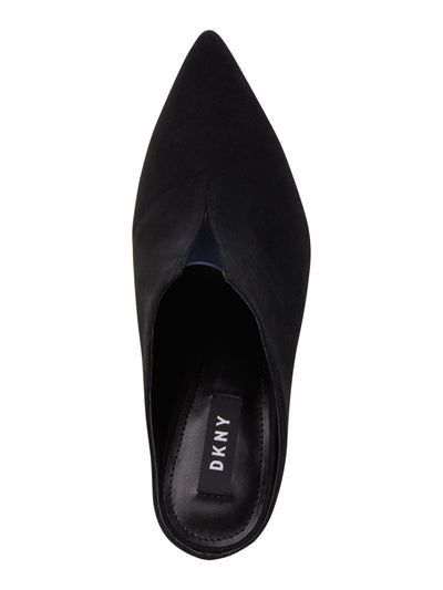 DKNY Womens Black V-Notch Cutout With Translucent Panel Padded Dacey Pointed Toe Stiletto Slip On Leather Heeled Mules Shoes 6.5