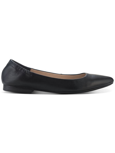 SUN STONE Womens Black Ruching At Back Heel Breathable Slip Resistant Jilly Slip On Leather Flats 6 M