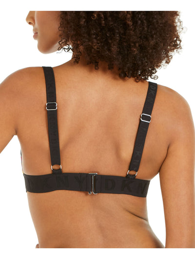DKNY Women's Black Stretch Deep V Neck UV Protection Triangle Swimsuit Top XXL