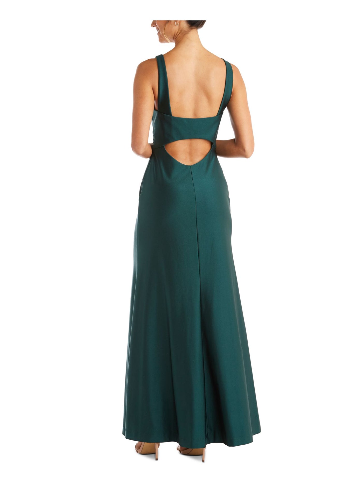 MORGAN & CO Womens Green Sleeveless V Neck Maxi Evening Dress Juniors 1