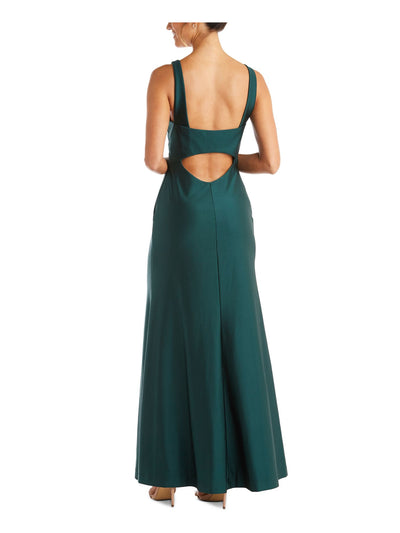 MORGAN & CO Womens Green Sleeveless V Neck Maxi Evening Dress Juniors 1