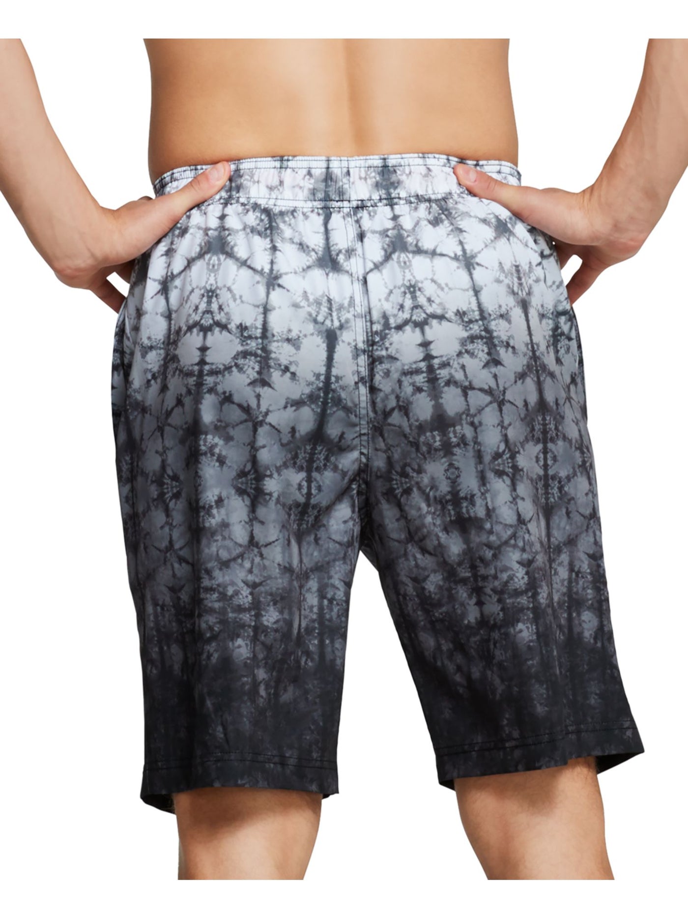 SPEEDO Mens Gray Lined Printed Athletic Fit Swim Trunks S